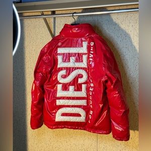 DIESEL Red W-jupiter Reversible Puffer Jacket USED SIZE L